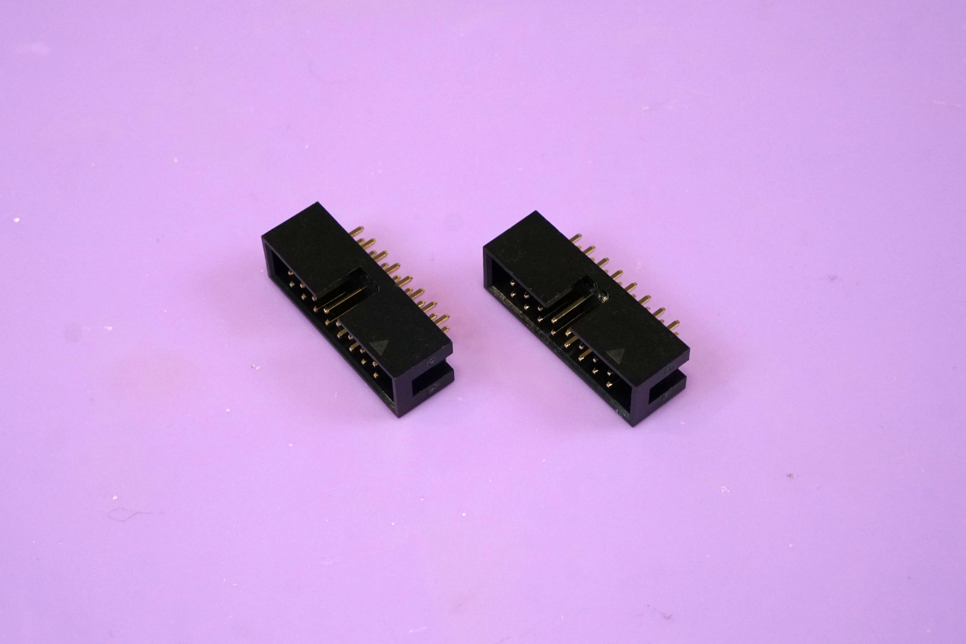 Photo of the two 16-pin shielded IDC headers