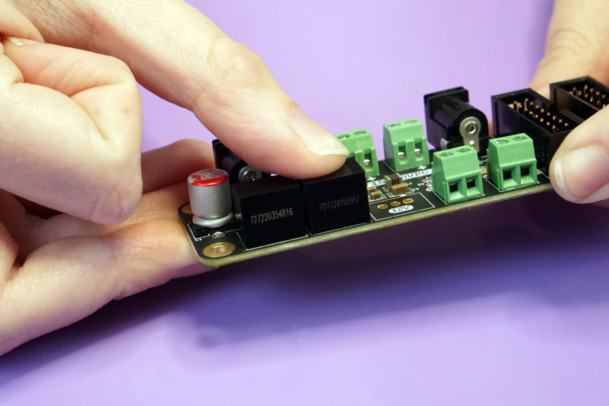 Photo of one of the 12V converters placed on the board